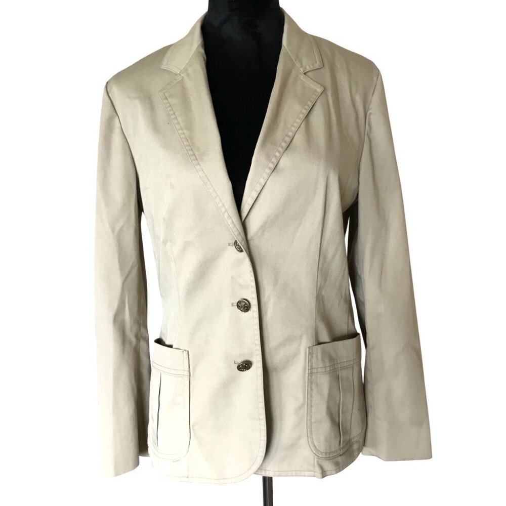 Tan Blazer Jacket Country Suburbans Vintage Lightweight Cotton Blend Size 12